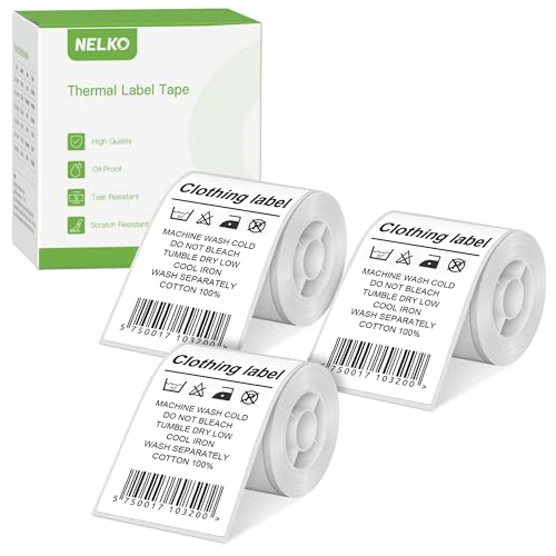 Thermal Labels for Nelko PM220 Label Maker, 2'' x 3.15'' (50x80mm) Thermal Sticker Label, Waterproof, Multi-Purpose Label Tape, Self-Adhesive Thermal Paper, 100 Labels/Roll, 3 Roll (White) 3