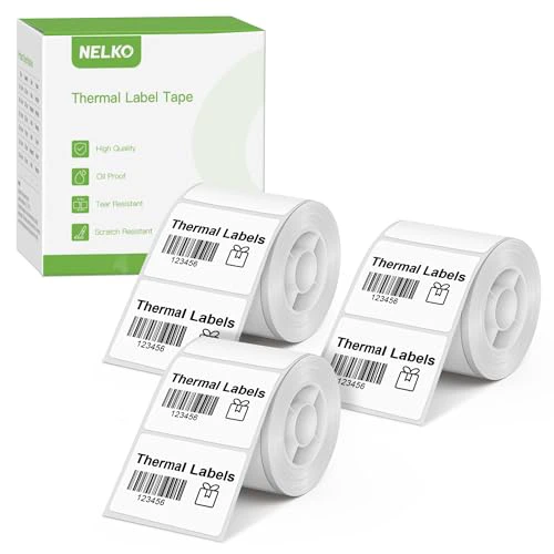 Thermal Labels for Nelko PM220 Label Maker, 1.57'' x 1.18'' (40x30mm) Thermal Sticker Label, Waterproof, Multi-Purpose Label Tape, Self-Adhesive Thermal Paper, 230 Labels/Roll, 3 Roll (White