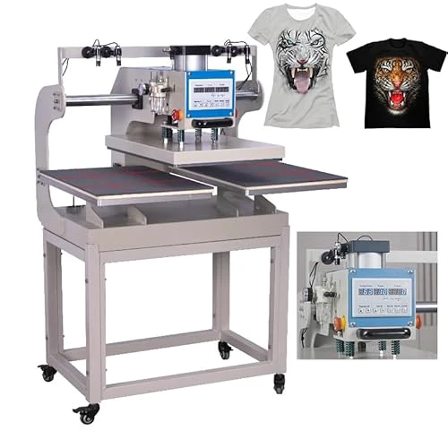 Heat Press 16x24 Machine, Pneumatic Dual Platen Up-Sliding Large Format Heat Press with Infrared Positioning 110V Commercial Heat Transfer T-shirt Sublimation Machine with LCD Display Contro