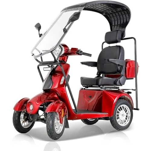 Mobility Scooter with Detachable Roof for Seniors & Adults, 800W 4 Wheels Elderly Medical Electric Mobile Scooters, 500lbs-Capacity All Terrain Heavy Duty Powered Mobility Scooters 40 Miles 