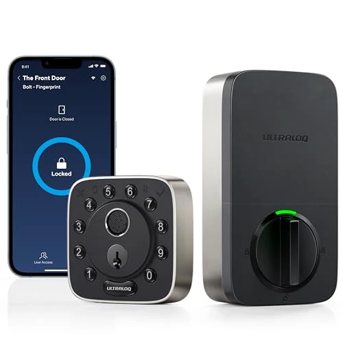 ULTRALOQ Bolt Fingerprint Smart Lock - Works with Apple HomeKit - Built-in WiFi Keyless Entry Door Lock - Voice Control with Siri, Alexa, Google - Biometric Smart Door Lock - Smart WiFi Dead