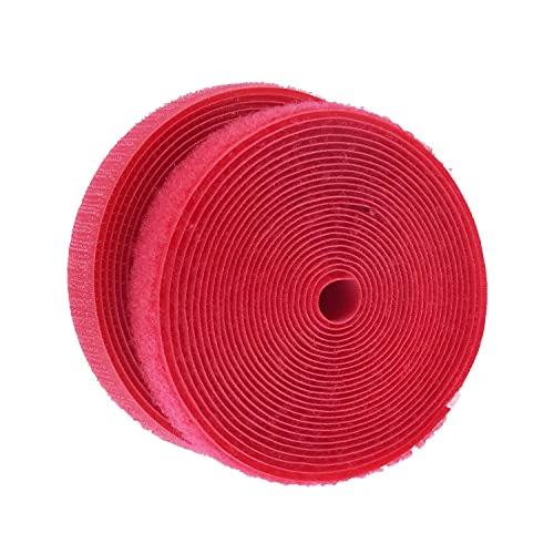 IHKFILAN 5 Yards Sew On Hook and Loop Tape Fastening Nylon Fabric Tape with Non-Adhesive for DIY Craft Interlocking Tape Sewing Fasteners (3/4''Wide, 5 Yard Hook + 5 Yard Loop) for Roll,Red