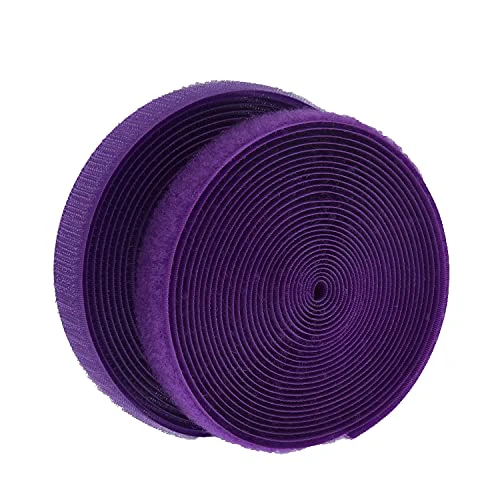 IHKFILAN 5 Yards Sew On Hook and Loop Tape Fastening Nylon Fabric Tape with Non-Adhesive for DIY Craft Interlocking Tape Sewing Fasteners (3/4''Wide, 5 Yard Hook + 5 Yard Loop) for Roll,Purp