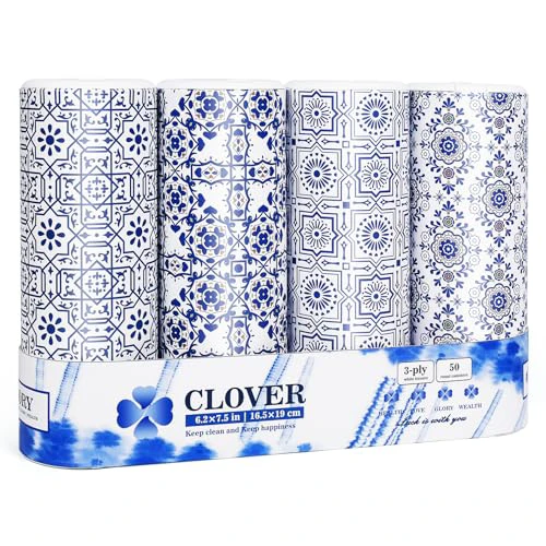 Car Tissue Holder with Facial Tissues Bulk,Travel Tissues, Round Tissue Box for Car, 4 Tubes Car Tissues with Lotion, Paper Towels Holder for car,Car tissues Cylinder White Lid With Clover