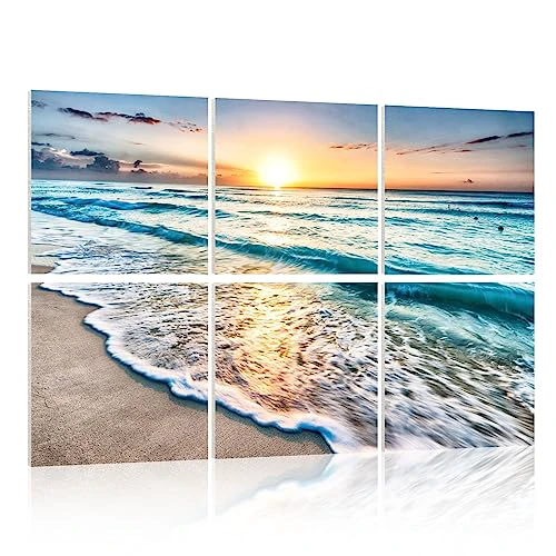 YPY Acoustic Panels Soundproof Wall Panels: Beach Wall Art Sound Proofing Panels for Walls Noise Absorbing Decorative Soundproofing Panels Acoustical Treatment for Recording Studio 6 Pack 24