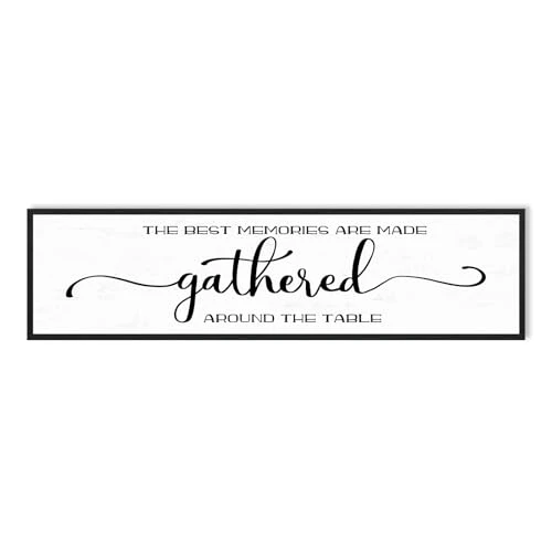 YPY The Best Memories Are Made Gathered Around The Table Dining Room Wall Decor Art 40"×12" Gather Signs For Home Decor Modern Farmhouse Pictures Kitchen Wall Decor White 12"X40"