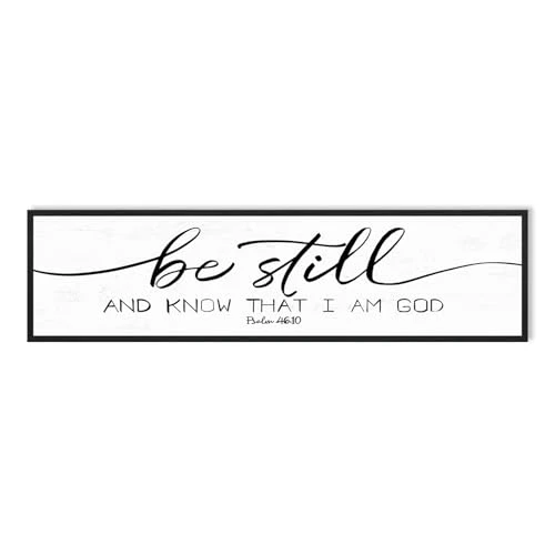 Be Still And Know That I Am God Christian Wall Decor Sign Scripture Wall Art Framed Bible Verse Religious Home Decor for Living Room Bedroom 40"×12" Be Still And Know That I Am God 12"X40"