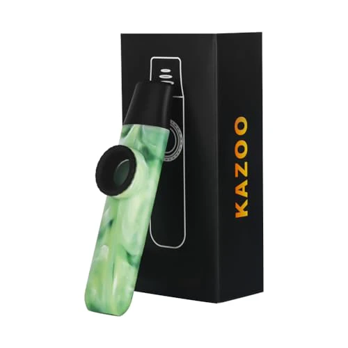 Newest Jade Style Kazoo, Adjustable Tone Professional ABS Resin Kazoo with Five Flute Diaphragms and Sling for Kids, Adults, and Music Enthusiasts (Green)