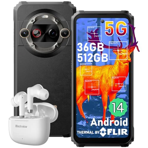 Blackview BL9000 Pro 5G Rugged Smartphone Unlocked (FLIR Thermal Imaging Camera), 36GB +512GB, Android 14, 50MP+50MP Camera, 120Hz 6.78"FHD+, Dual 5G SIM Rugged Phones, IP68/IP69K, 120W/NFC/