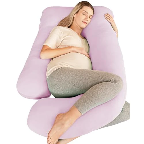 Cute Castle Cooling Cover Pregnancy Pillows, Soft U-Shape Maternity Pillow with Removable Cover - Full Body Pillows for Adults Sleeping - Pregnancy Must Haves - Jumbo 57 Inch - Purple Purple