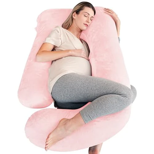 Cute Castle Pregnancy Pillows, Soft U-Shape Maternity Pillow with Removable Cover - Full Body Pillows for Adults Sleeping - Pregnancy Must Haves - Jumbo 57 Inch - Pink Pink 57 inch - Flannel