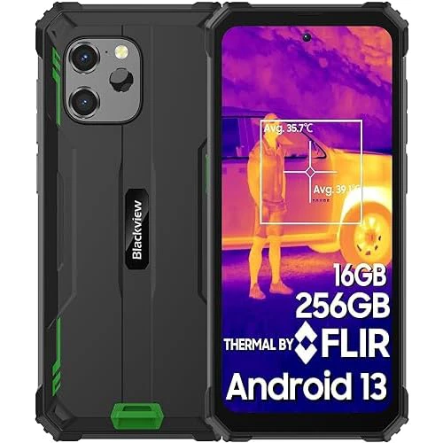 Blackview Rugged Smartphone Unlocked, BV8900 (FLIR Thermal Image Camera) Rugged Phone, 16GB RAM+256GB ROM(up to 2TB), 10000mAh 33W Fast Charge, 6.5” 2.4K Display, 64MP Camara, NFC, Android 1