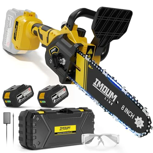 8 inch Mini Chainsaw Cordless, with 2X3.0Ah Large Batteries, Brushless Electric Handheld Chain Saw, Auto Oiler, Lightweight, Portable with Case, Powerful and Easy for Trimming and Pruning 20