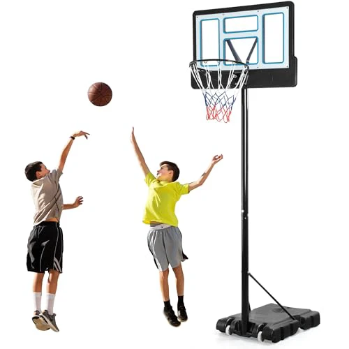 YITAHOME Basketball Hoop, Portable Basketball Hoop Outdoor, Easy Adjustable Pool Basketball Hoops & Goals for Indoor or Outdoor White & Blue 4.4-10 FT