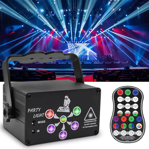 USB-Powered 60-Patterns 240 Conbination Effects Stage Light Party Light UV & RGB Backlight Remote Control for Indoor Events, Birthdays, Halloween, Karaoke, Club, and KTV(Black)