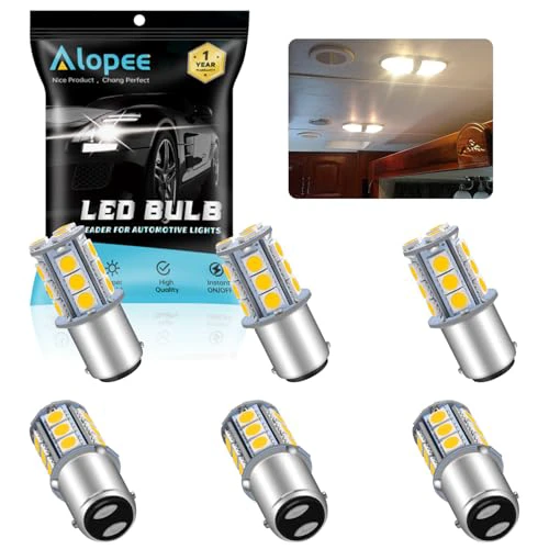 Alopee 6 Pack Non Polarity 1142 Led Bulb Bright Warm White for Marine Boat Navigation Light 1004 Led Bulb for RV Trailer Interior Lighting DC 12V Replacement Bulb for BA15D 90 1076 Led Bulb 