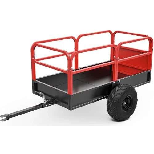 YITAMOTOR 1500lbs ATV Trailer Dump Cart Tow Behind, 15 Cubic Feet, Heavy Duty Yard Garden Trailer Pull Behind Dump Trailer for Lawn Mower Tractor