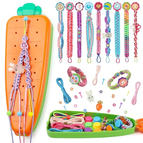 BIRANCO. DIY String Crafts Toy for Kids Ages 6-12, Friendship Bracelet Making Kit for Girls 7 8 9 10 11 Years Old, Great Birthday Gift Idea for Teen Girl-Carrot Style