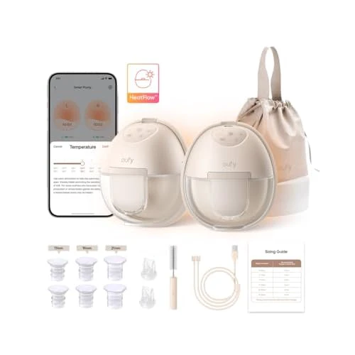 eufy Wearable Breast Pump, Electric Hands-Free Breast Pump with Heating Technology, App-Controlled Smart Rhythm, Hospital-Grade Suction, Leak-Proof and Ultra-Quiet, Upgraded Wearable+HeatFlo