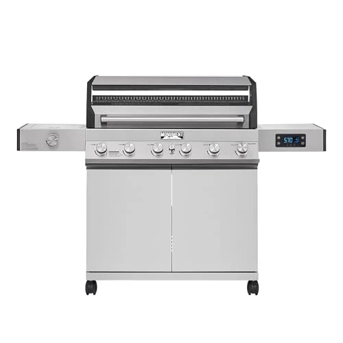 Monument Grills 6-Burner Convertible Natural Gas Smart bbq Grill Stainless Steel Denali 605 with Smart technology, Side Burner and Knob Controls(Without Conversion Kit) D605